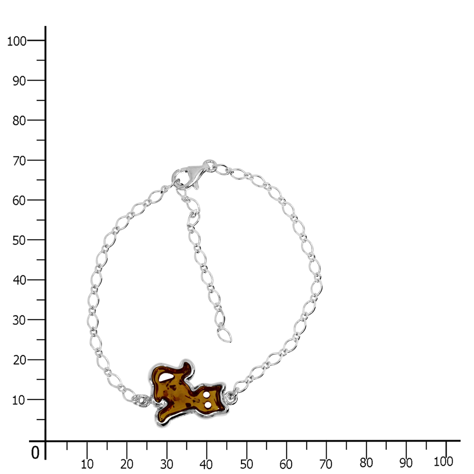 Armband "Katze", Silber 925/000, Bernstein 