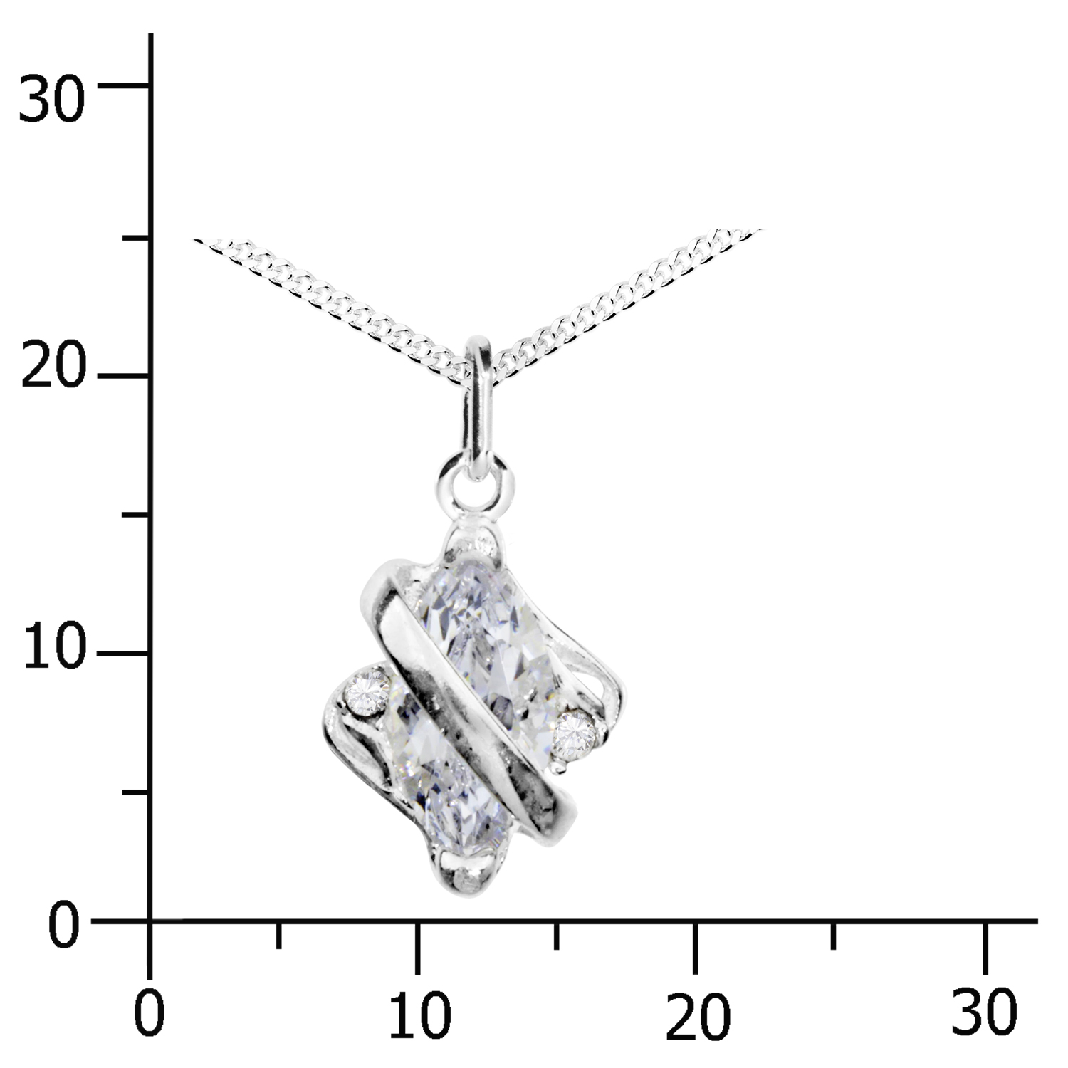 043-201670-A142k Kette mit Anhänger Silber 925/000, Zirkonia, weiß, -Länge wählbar-
