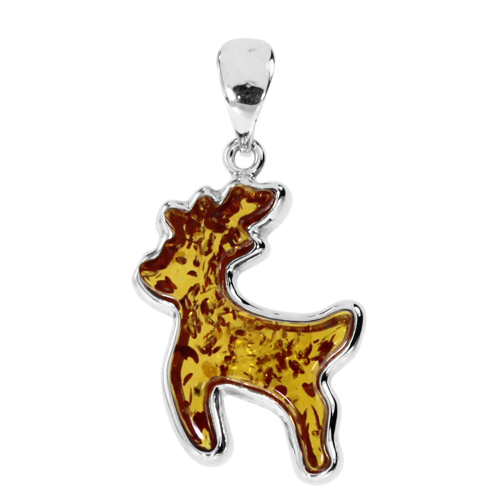 Anhänger "Hirsch", Silber 925/000,  Bernstein  