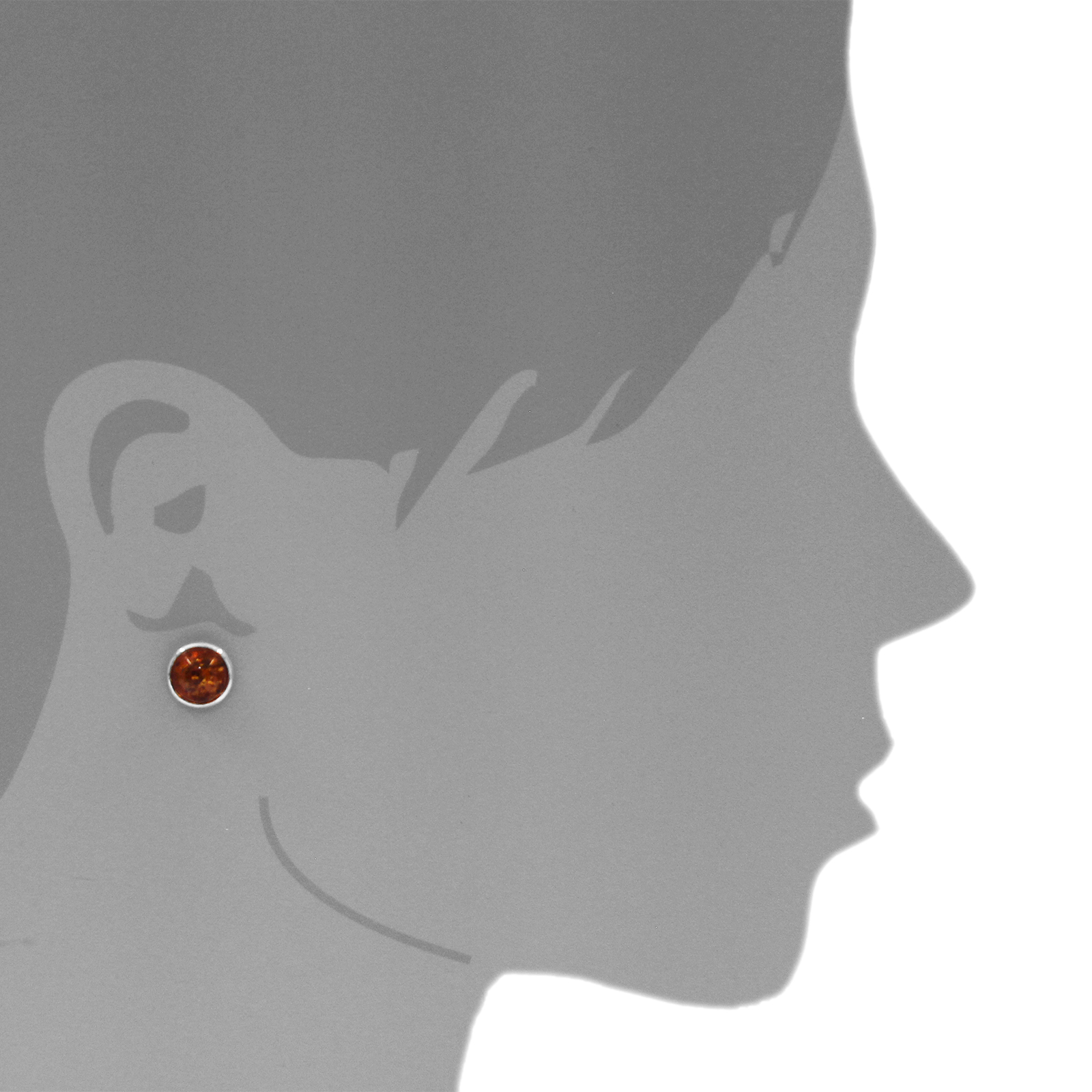 Ohrstecker 10 mm, gefasst, Silber 925/000, Bernstein