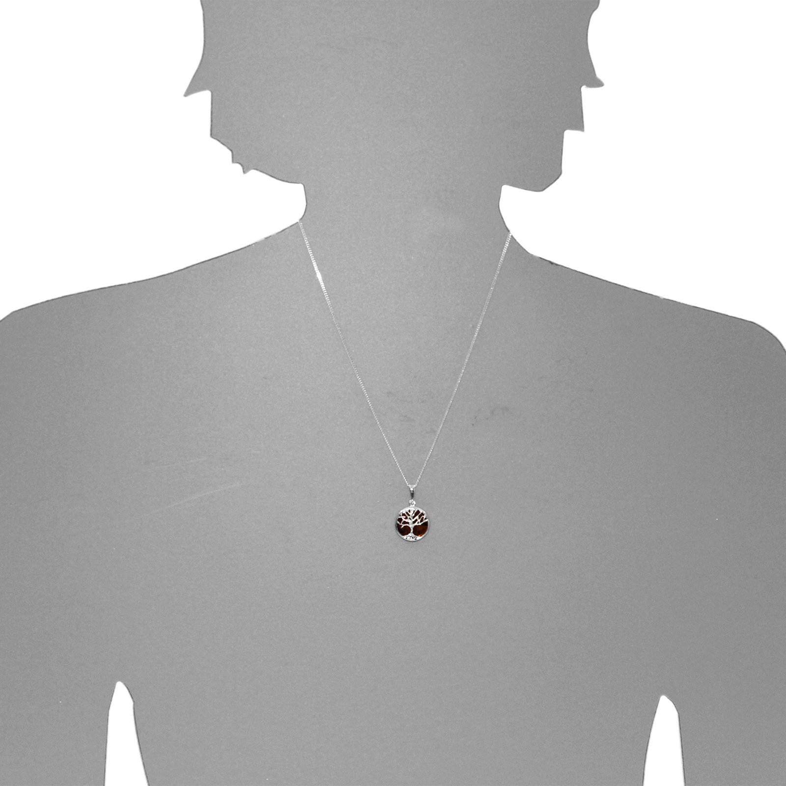 Kette mit Anhänger Silber 925/000, 42, 45 oder 50 cm, Bernstein Kette mit Anhänger Silber 925/000, 42, 45 oder 50 cm, Bernstein