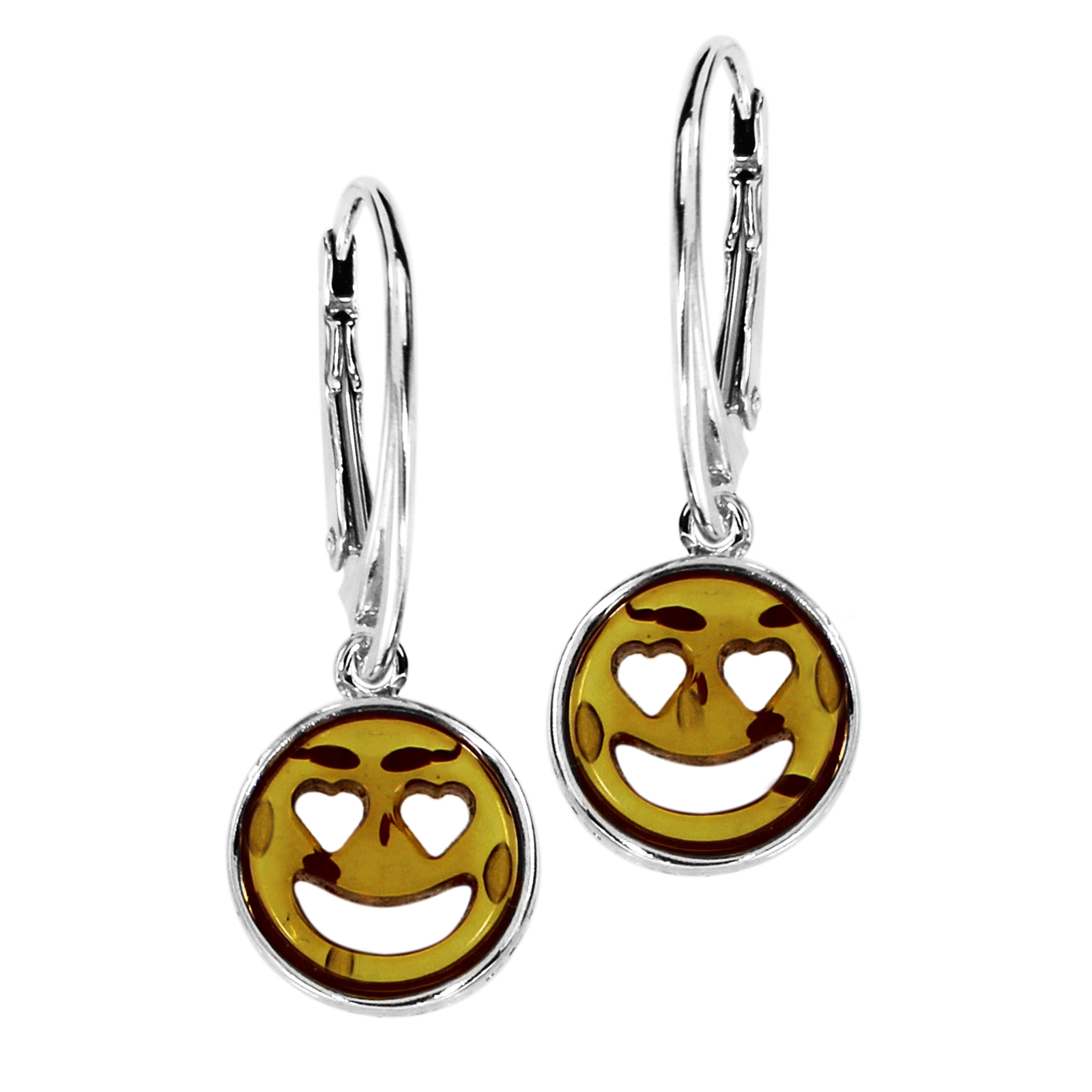 Ohrhänger "Smiley", Silber 925/000, Bernstein  