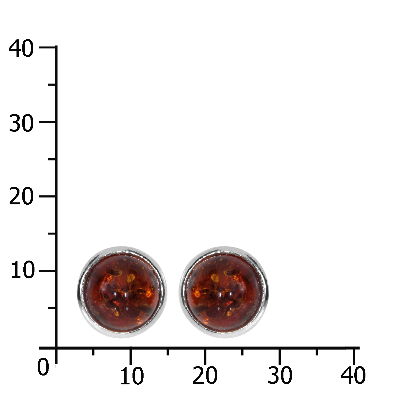 Ohrstecker 10 mm, gefasst, Silber 925/000, Bernstein