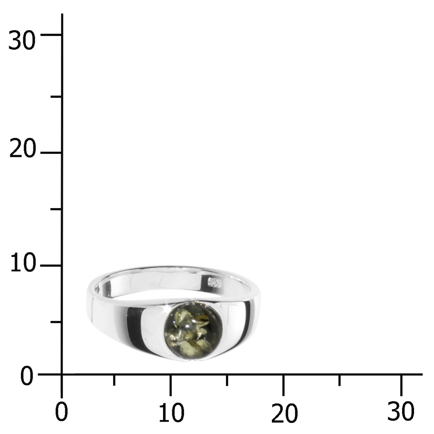 Ring Silber 925/000, Bernstein, grün -Größe wählbar-
