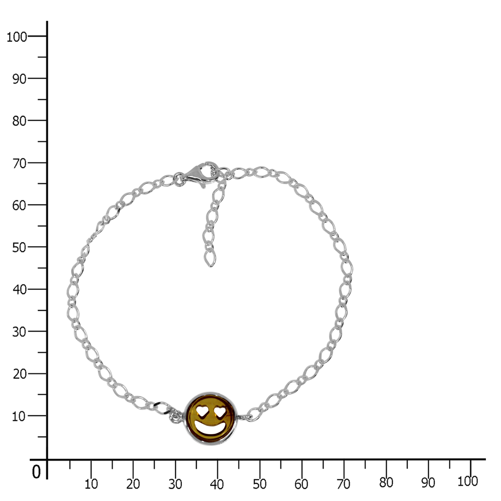 Armband "Smiley", Silber 925/000, Bernstein 
