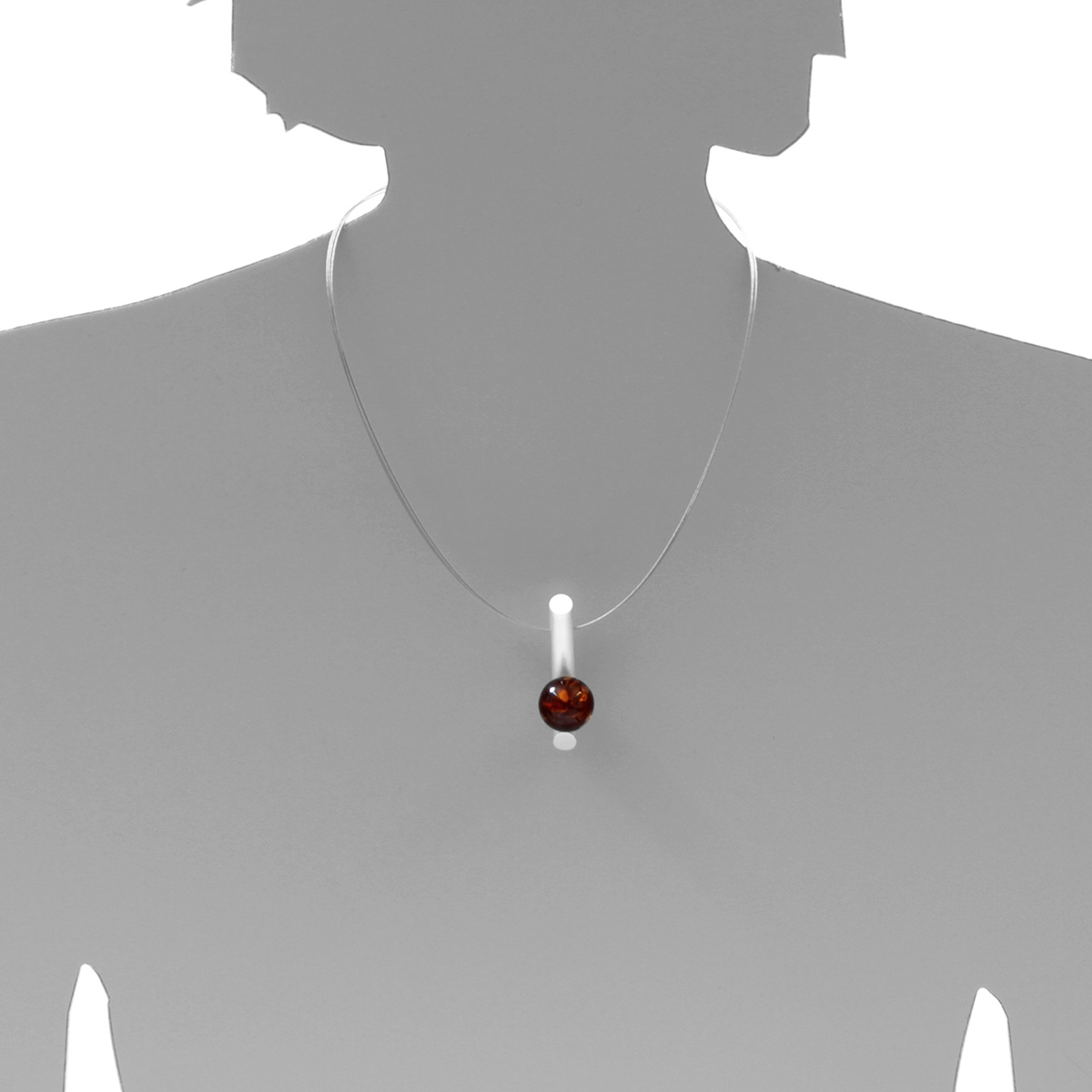 Edelstahlcollier 5-er/42 oder 45 cm, Silber 925/000, Bernstein