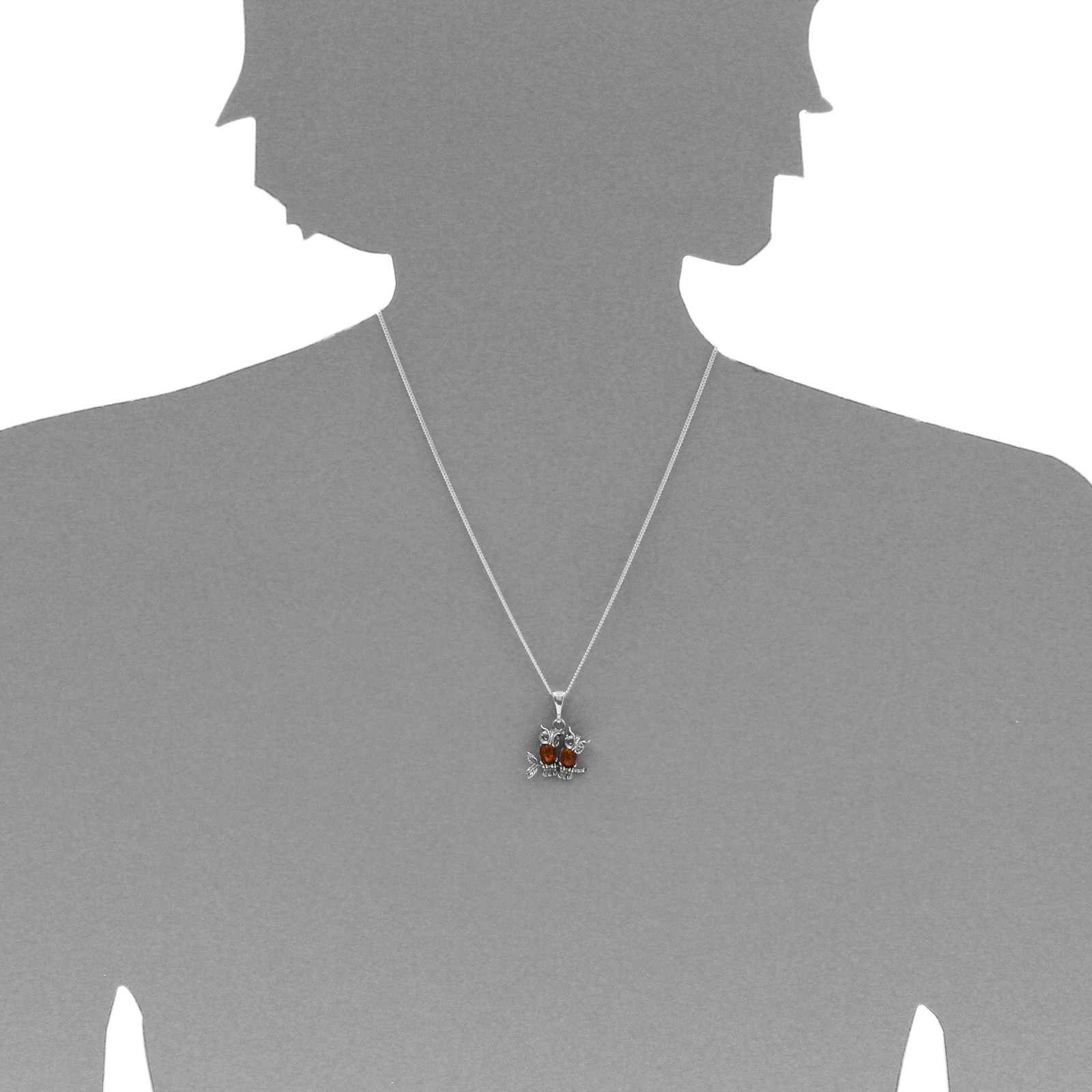 Anhänger "Eule", Silber 925/000, Bernstein Anhänger "Eule", Silber 925/000, Bernstein