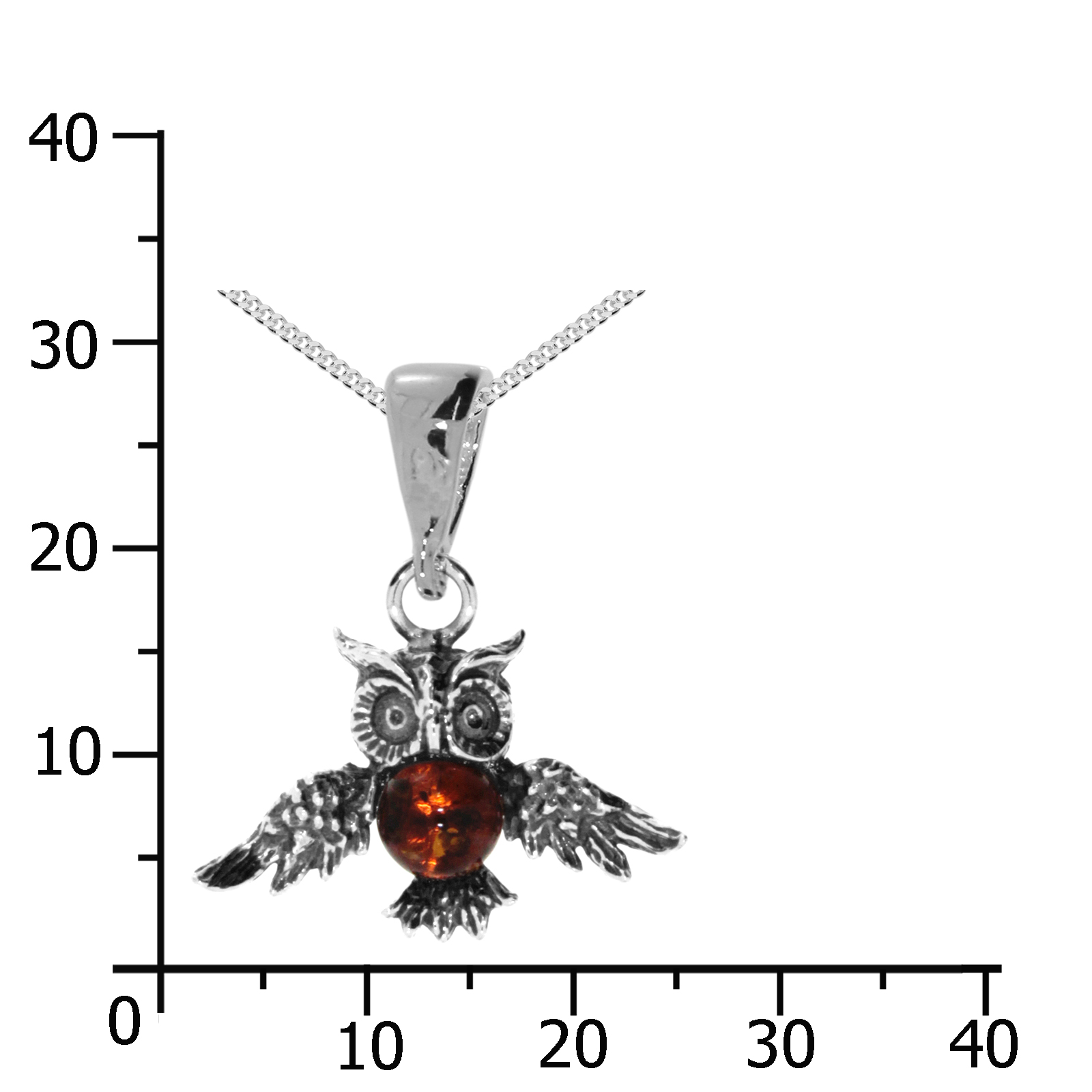 Kette mit Anhänger "Eule", Silber 925/000, Bernstein, -Länge wählbar- Kette mit Anhänger "Eule", Silber 925/000, Bernstein, -Länge wählbar-