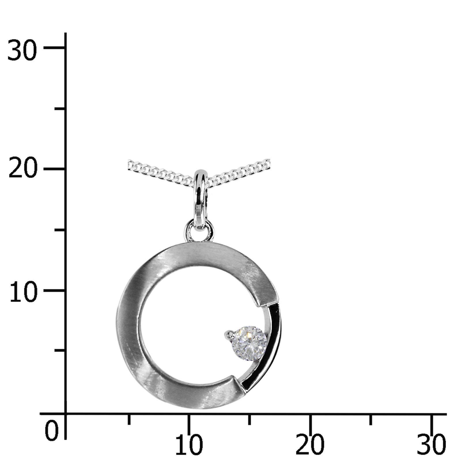 Kette mit Anhänger, Silber 925/000,  Zirkonia  -Länge wählbar-  