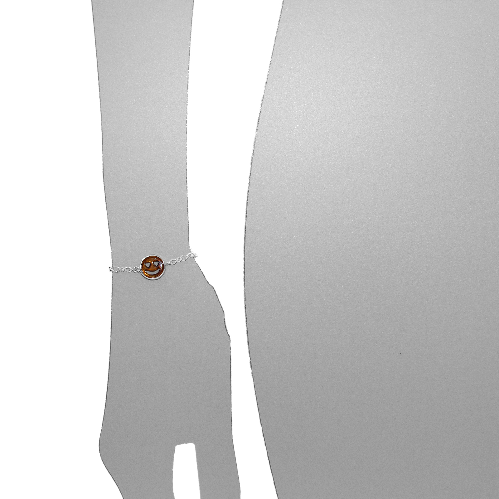 Armband "Smiley", Silber 925/000, Bernstein 