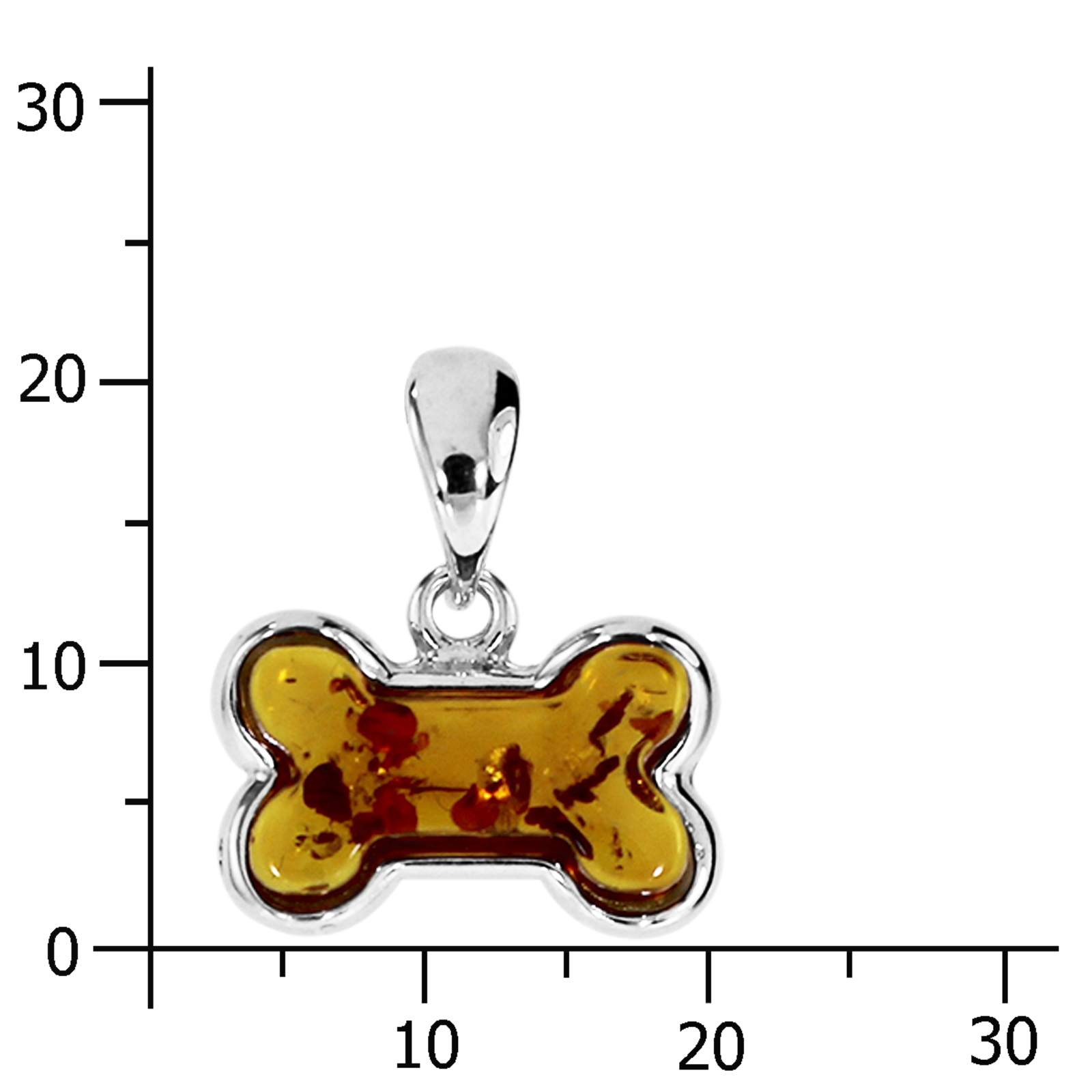 Anhänger "Knochen", Silber 925/000,  Bernstein  