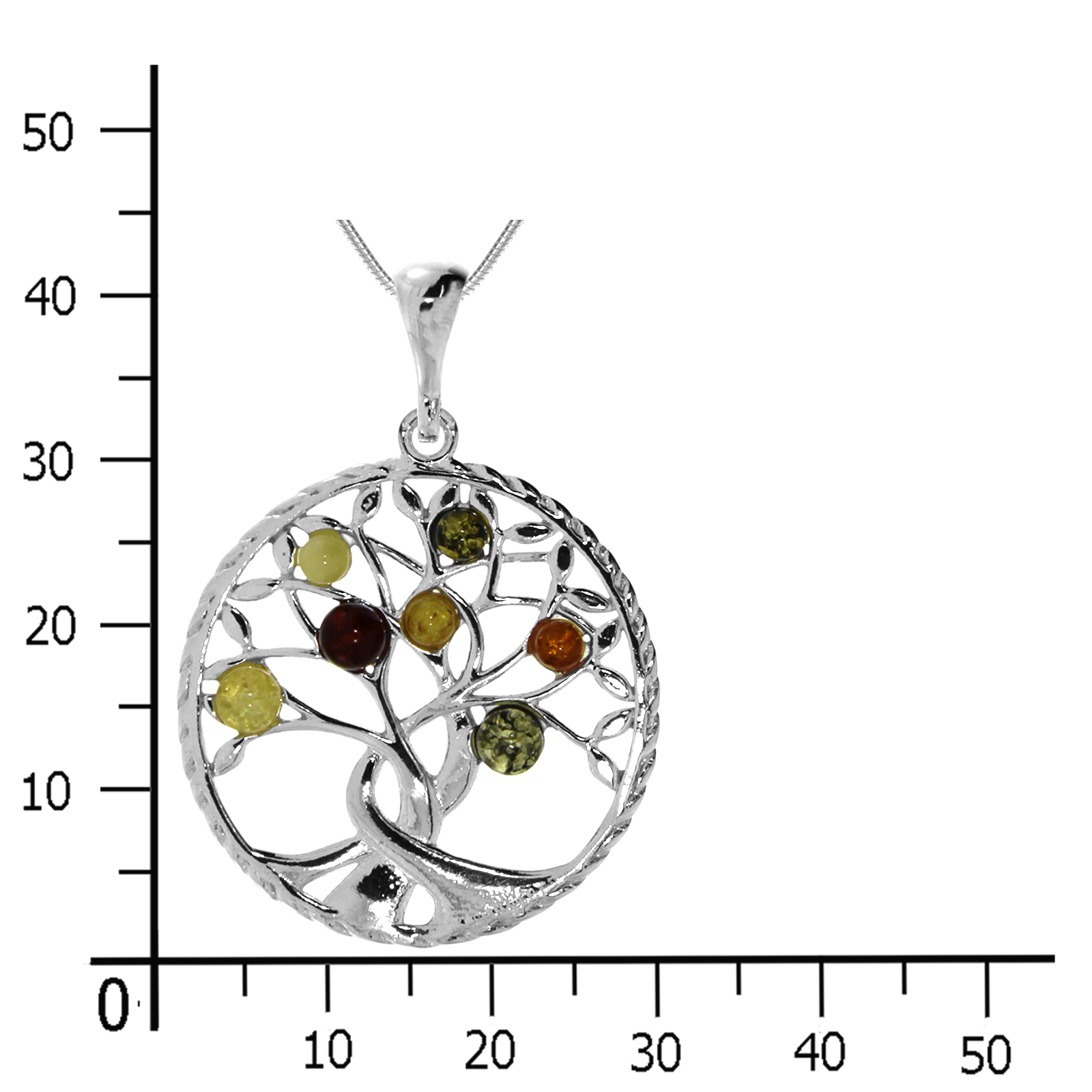 Kette mit Anhänger Silber 925/000, 42, 45 oder 50 cm, Bernstein