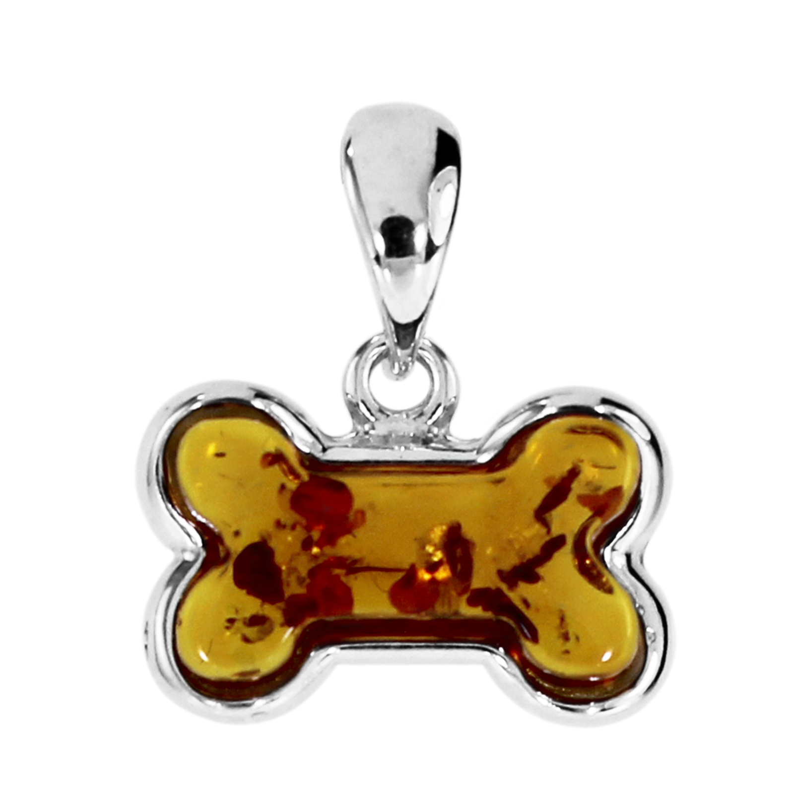 Anhänger "Knochen", Silber 925/000,  Bernstein  