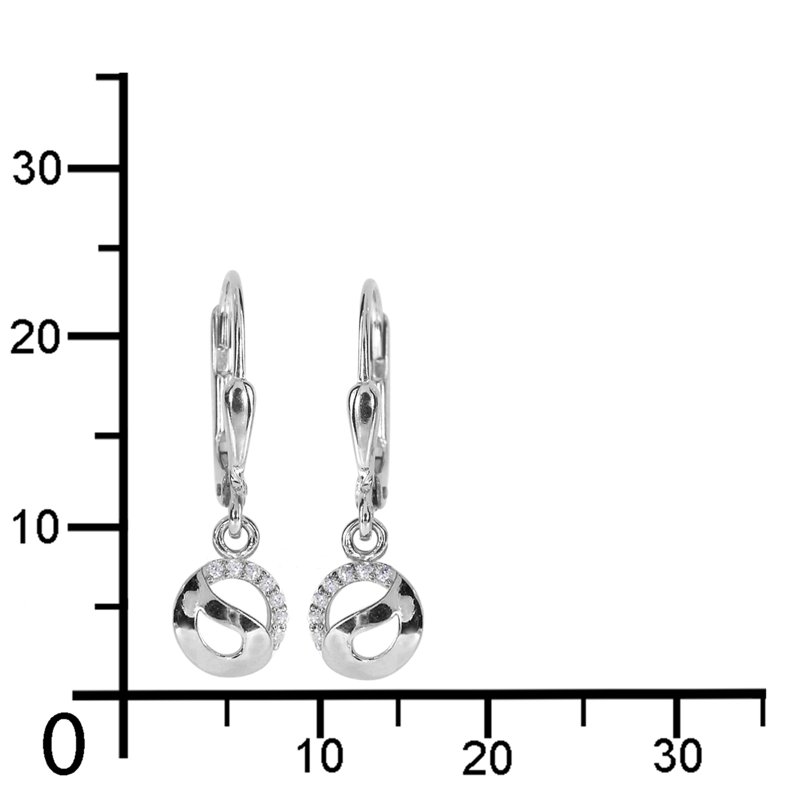 Ohrhänger, Silber 925/000, Zirkonia