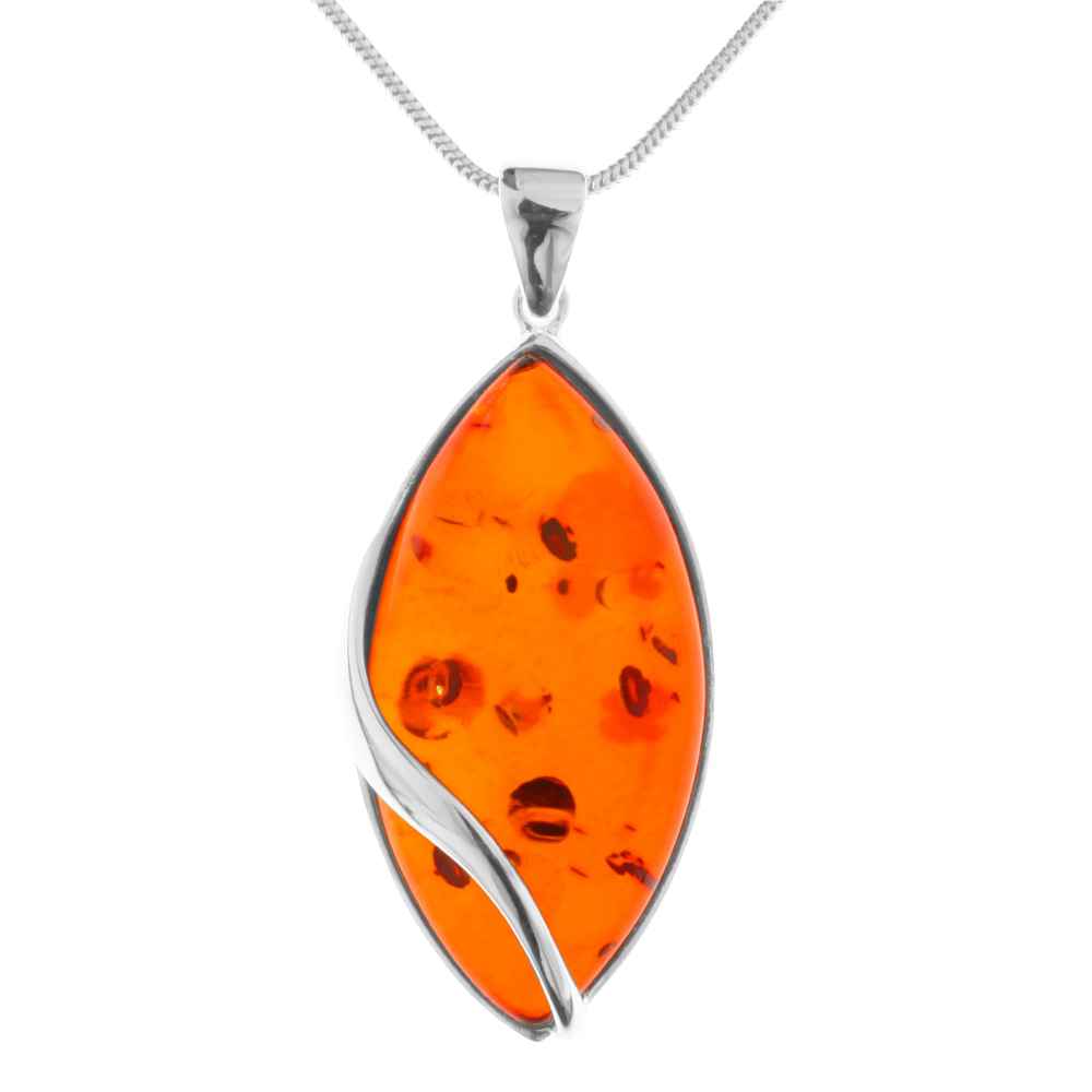 Kette mit Anhänger Silber 925/000, 50 cm, Bernstein