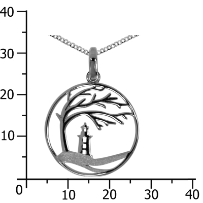 Kette mit Anhänger, Silber 925/000, Windflüchter 23 mm -Länge wählbar-