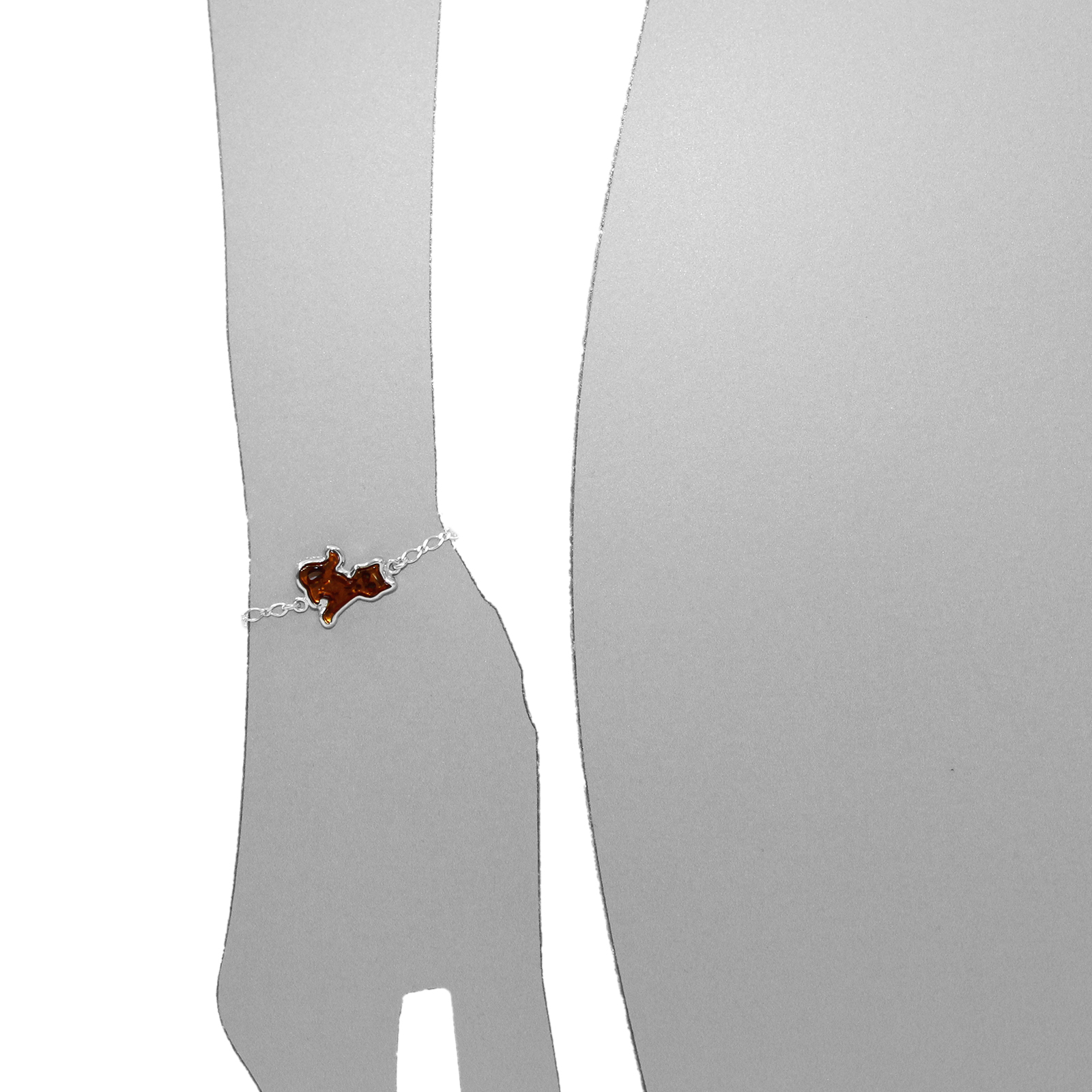 Armband "Katze", Silber 925/000, Bernstein 