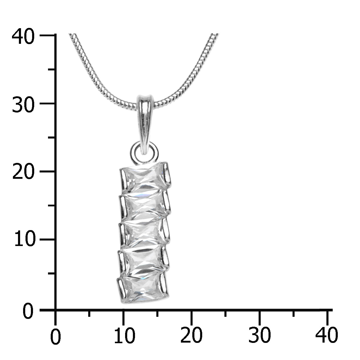 Kette mit Anhänger Silber 925/000, Zirkonia, weiß, 42 cm