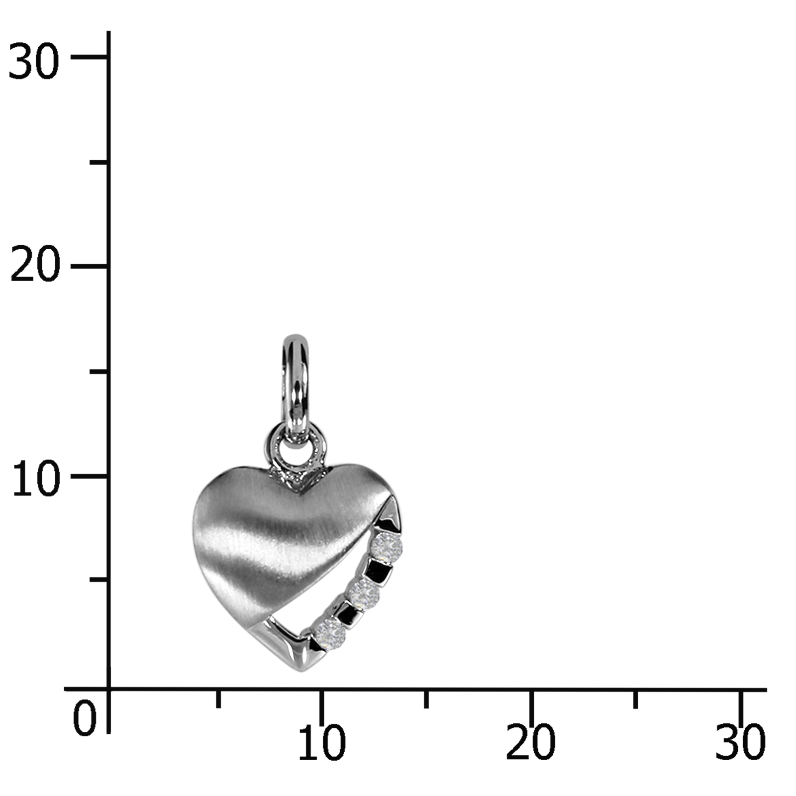 Anhänger "Herz", Silber 925/000, Zirkonia 