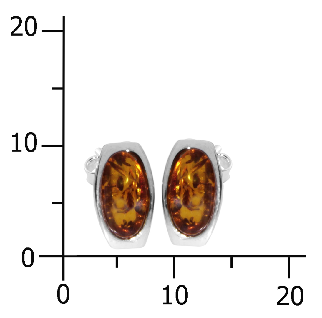 Ohrstecker, Silber 925/000, Bernstein