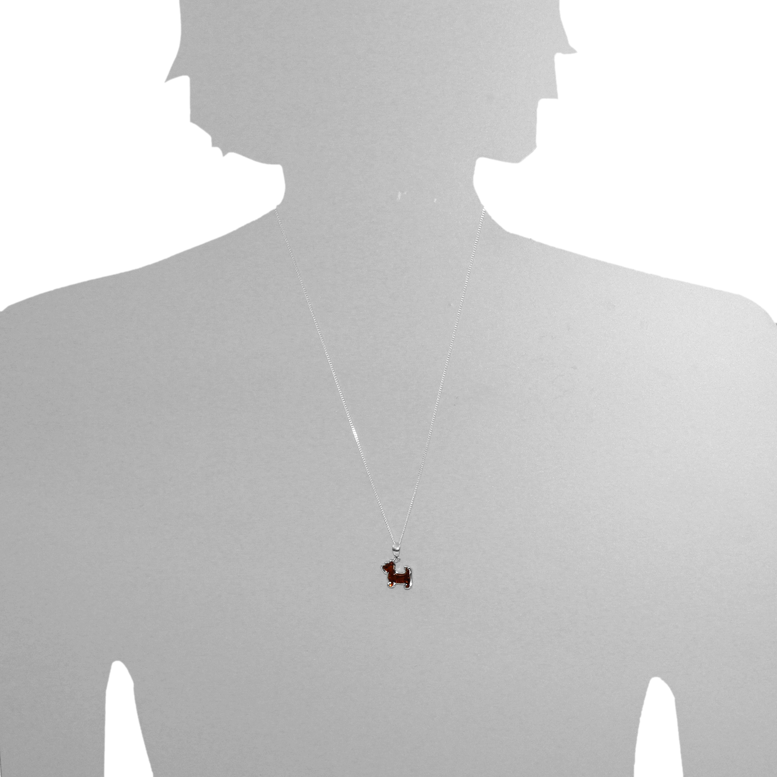 Anhänger "Hund", Silber 925/000,  Bernstein