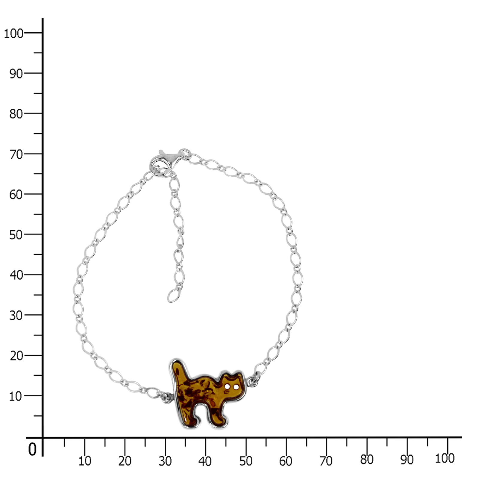 Armband "Katze", Silber 925/000, Bernstein  