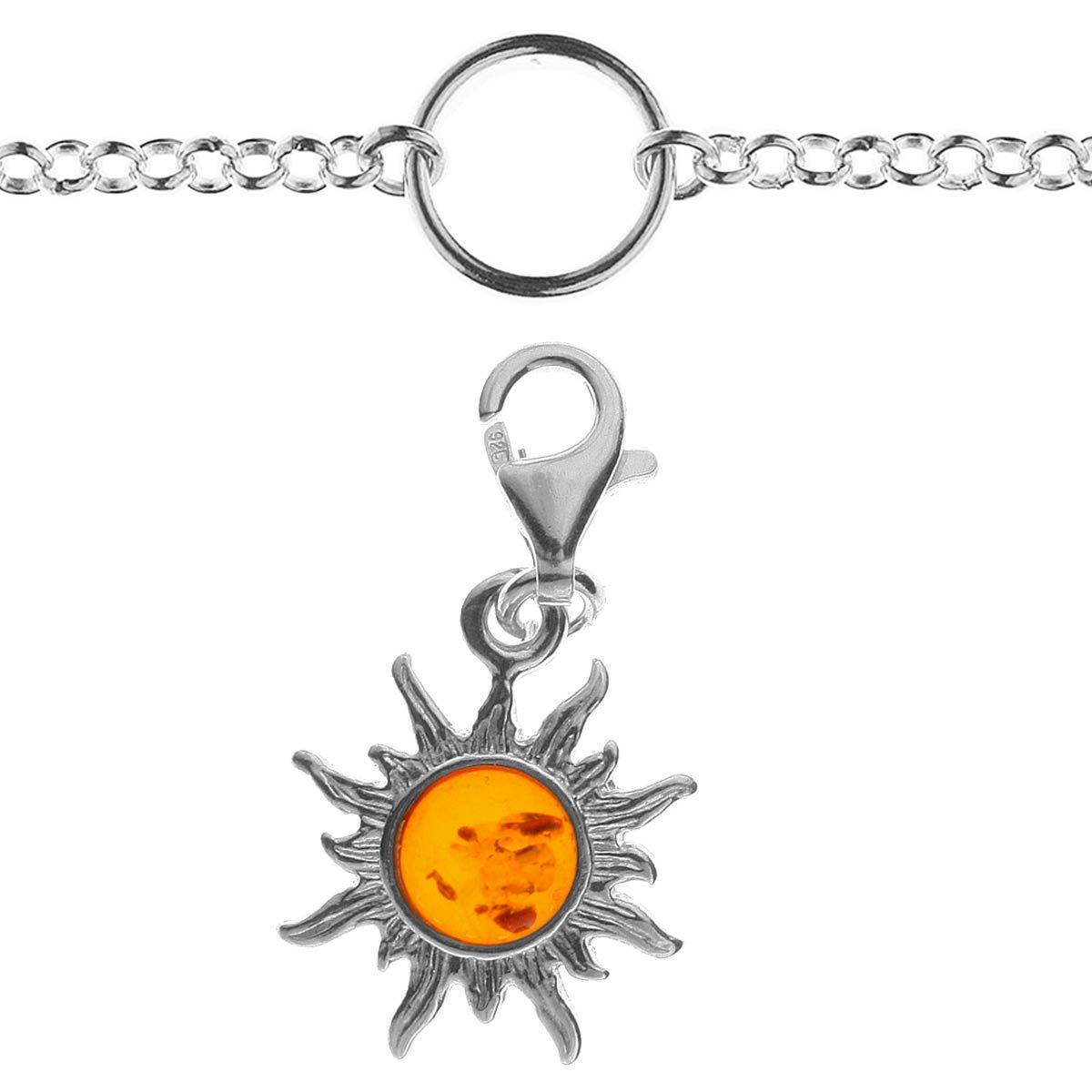 Charmskette mit Anhänger Sonne, 45 cm,  Silber 925/000
