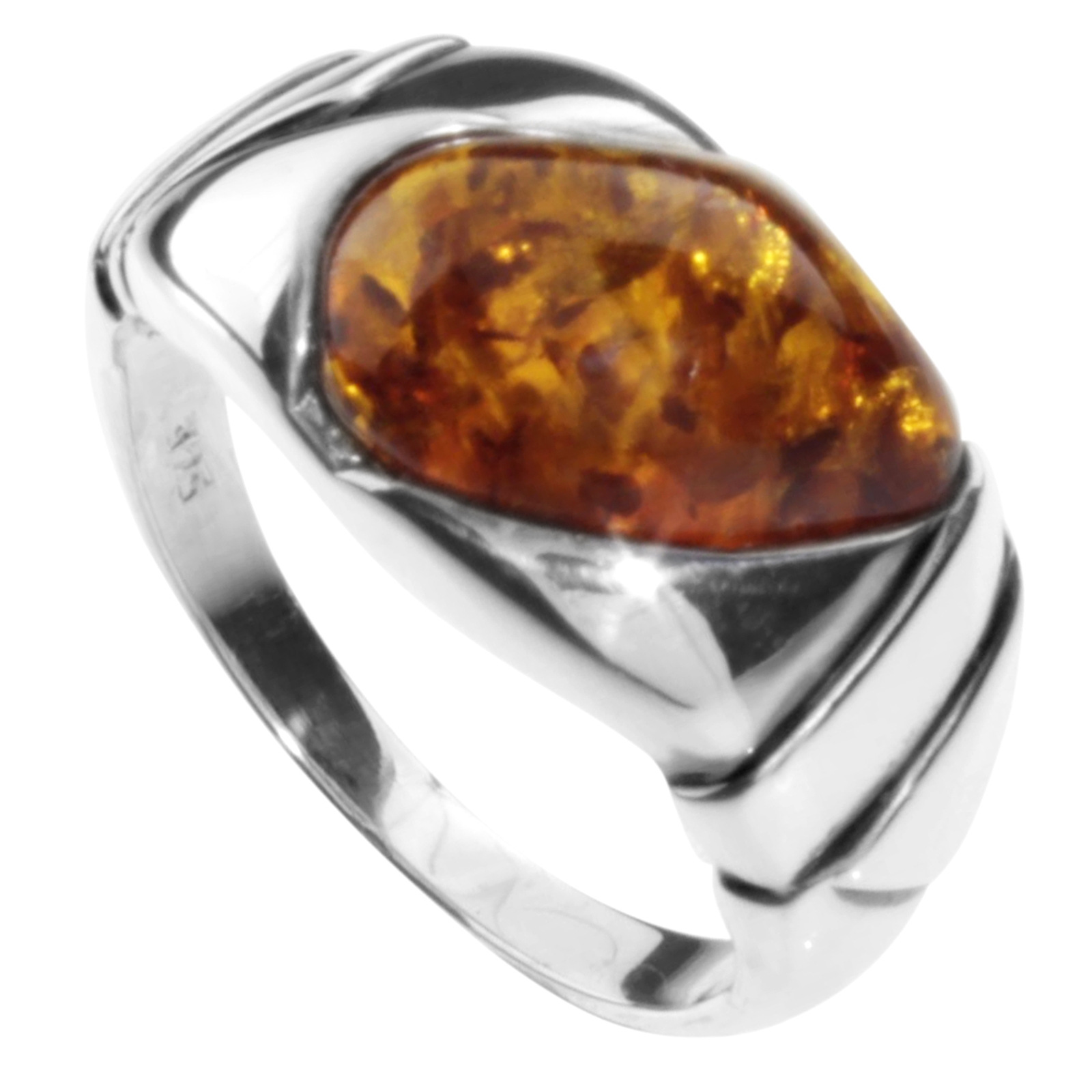 Ring Silber 925/000, Bernstein -Größe wählbar-