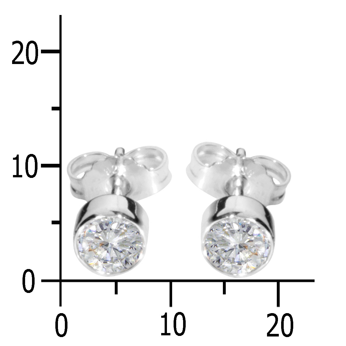 Ohrstecker Silber 925/000, Zirkonia, 5 mm