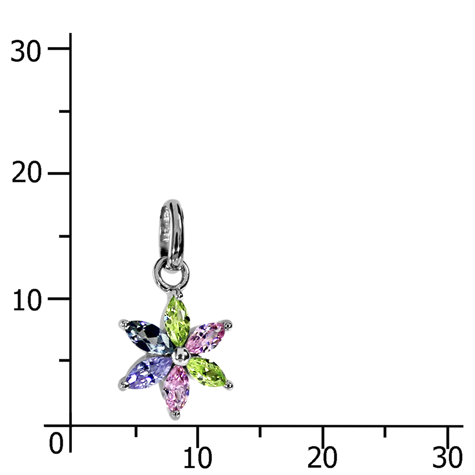 Anhänger "Blüte", Silber 925/000, Zirkonia 