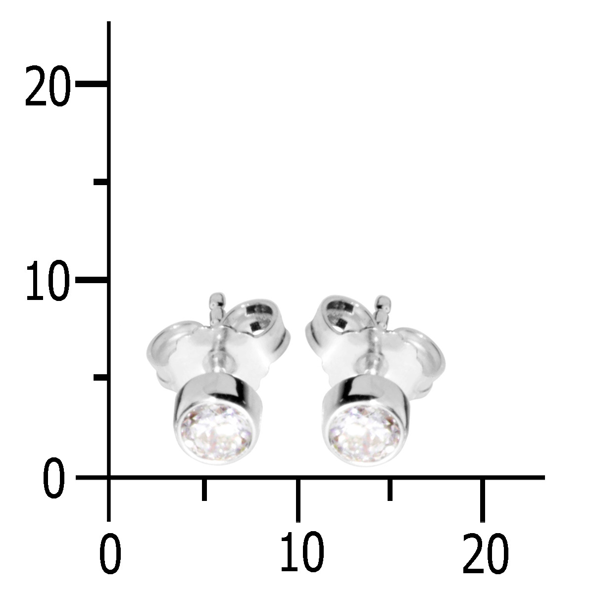 Ohrstecker Silber 925/000, Zirkonia, 4 mm