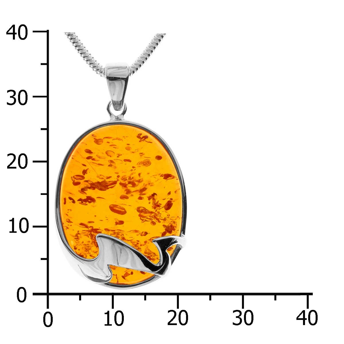 Kette mit Anhänger Silber 925/000, 45 cm, Bernstein