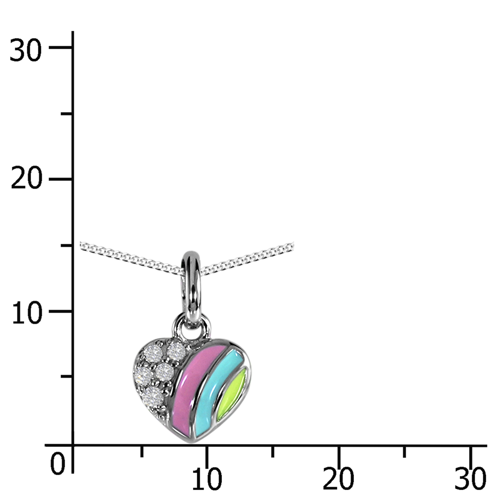 Kette mit Anhänger "Herz" Silber 925/000,  Zirkonia -Länge wählbar-      