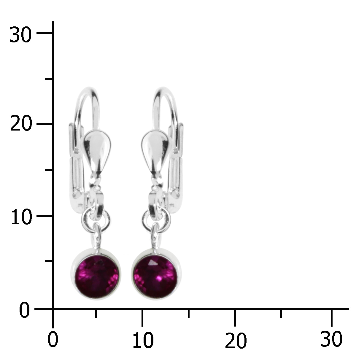 Ohrhänger Silber 925/000, sy. Rubin, 5 mm