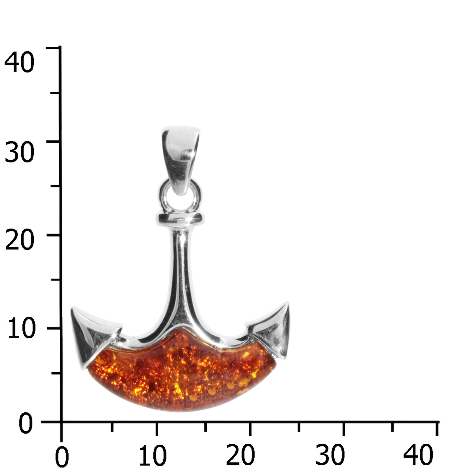 Anhänger Silber 925/000, Anker, Bernstein