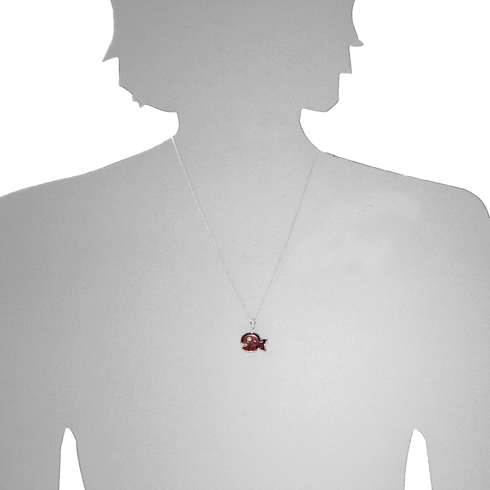 Anhänger "Fisch", Silber 925/000, Bernstein Anhänger "Fisch", Silber 925/000, Bernstein