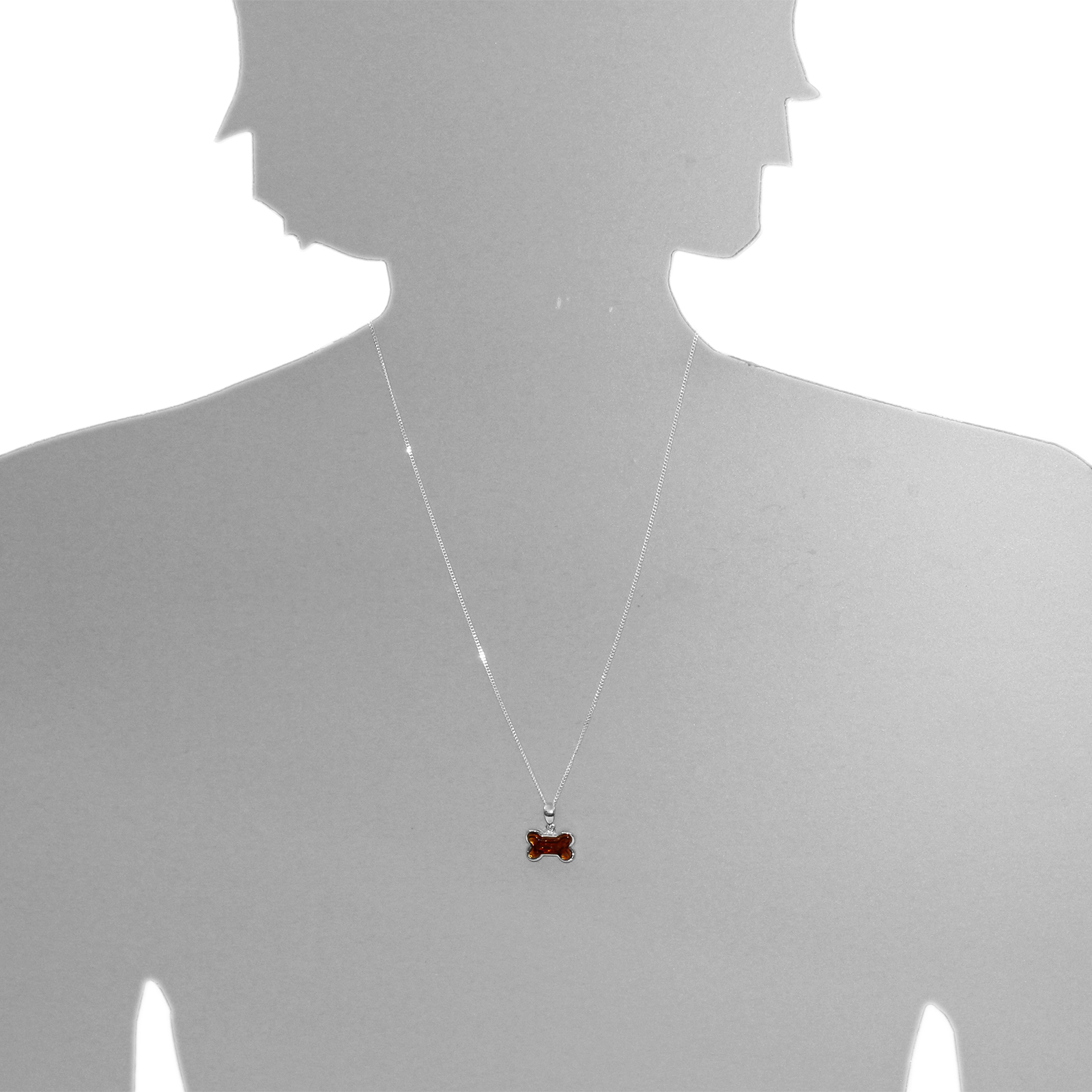 Anhänger "Knochen", Silber 925/000,  Bernstein  