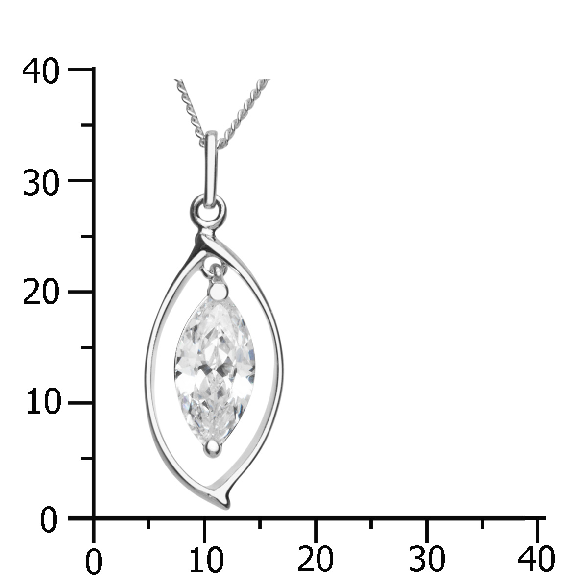 Kette mit Anhänger Silber 925/000, Zirkonia, weiß, 42 cm