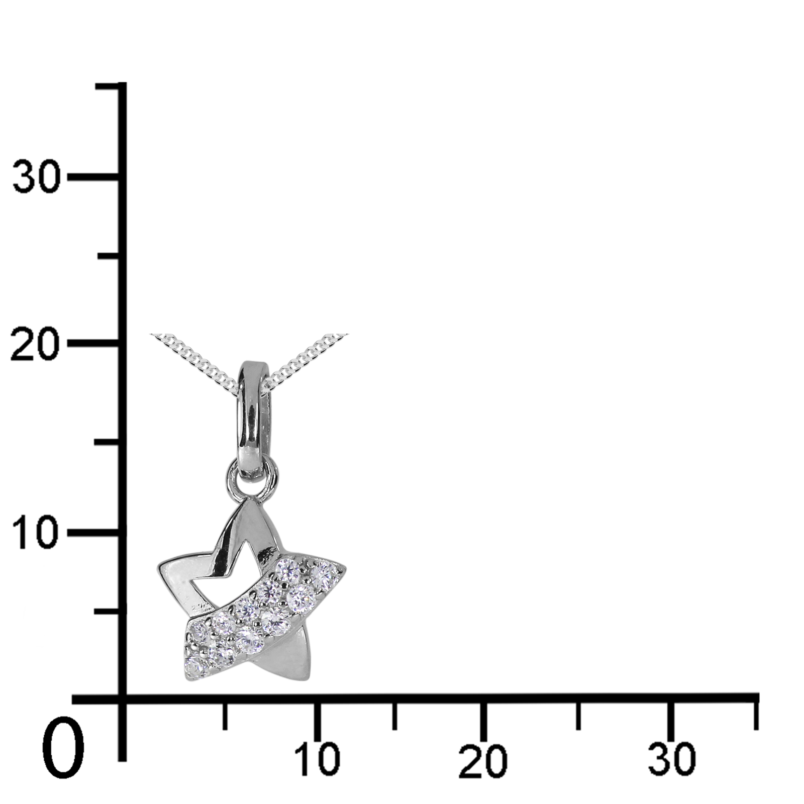 Kette mit Anhänger "Stern", Silber 925/000,  Zirkonia  -Länge wählbar-   