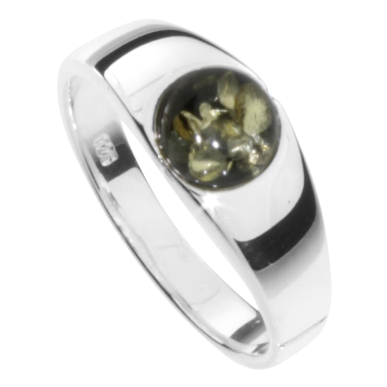 Grüner Bernstein Ring Silber 925