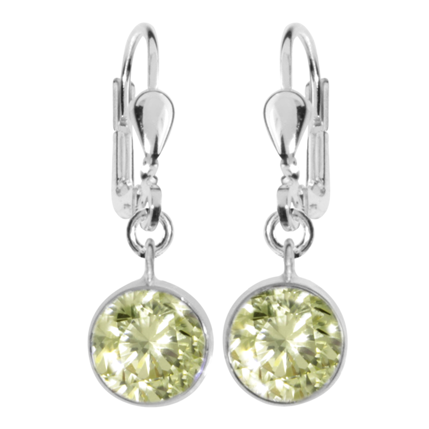 Ohrhänger Silber 925/000, Zirkonia-limette, 8 mm