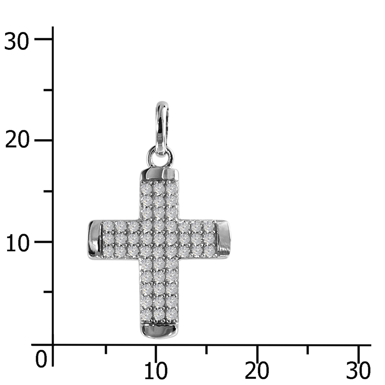 Anhänger "Kreuz", Silber 925/000, Zirkonia 