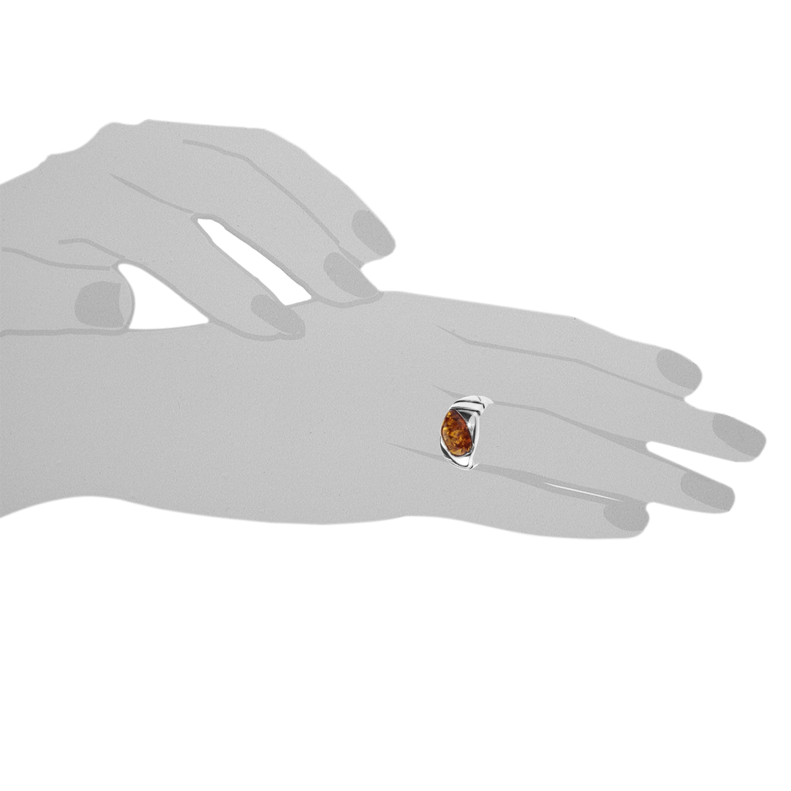 Ring Silber 925/000, Bernstein -Größe wählbar-