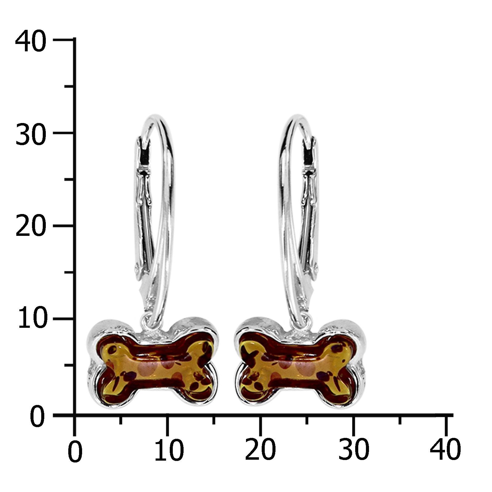 Ohrhänger "Knochen", Silber 925/000, Bernstein Ohrhänger "Knochen", Silber 925/000, Bernstein
