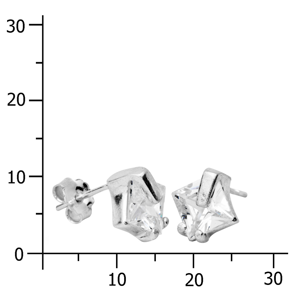 Ohrstecker Silber 925/000, Zirkonia, weiß