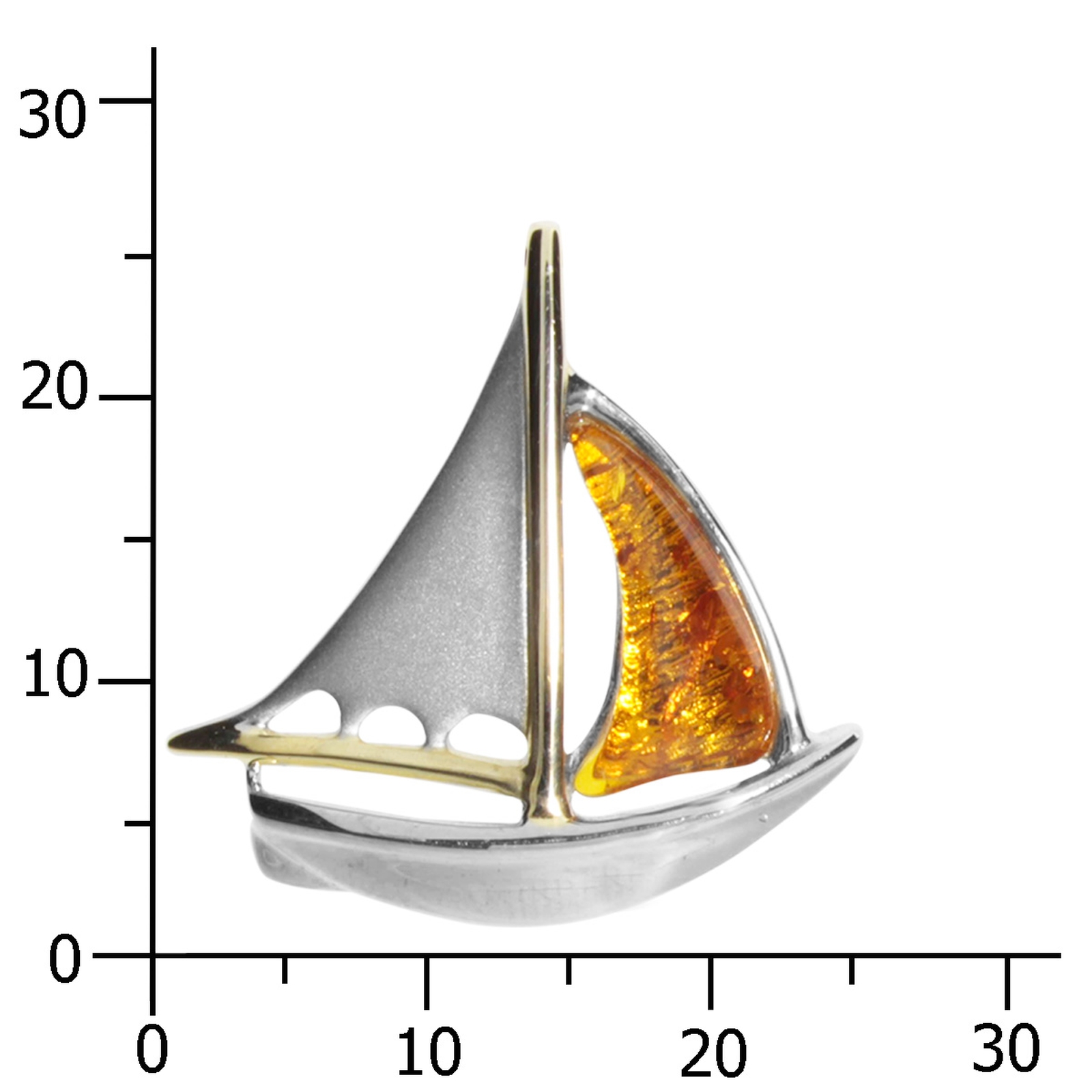 Anhänger Silber, Schiff, Bernstein 