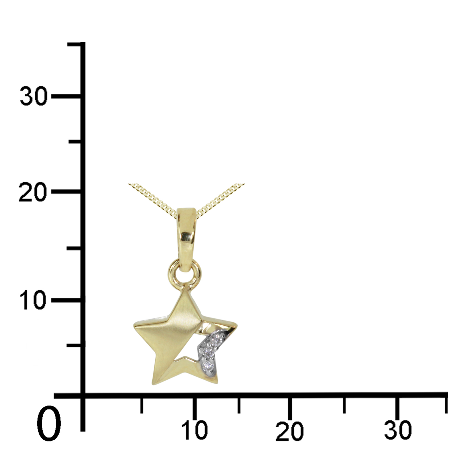Kette mit Anhänger Gold 333/000, Stern, 42 oder 45 cm, Zirkonia