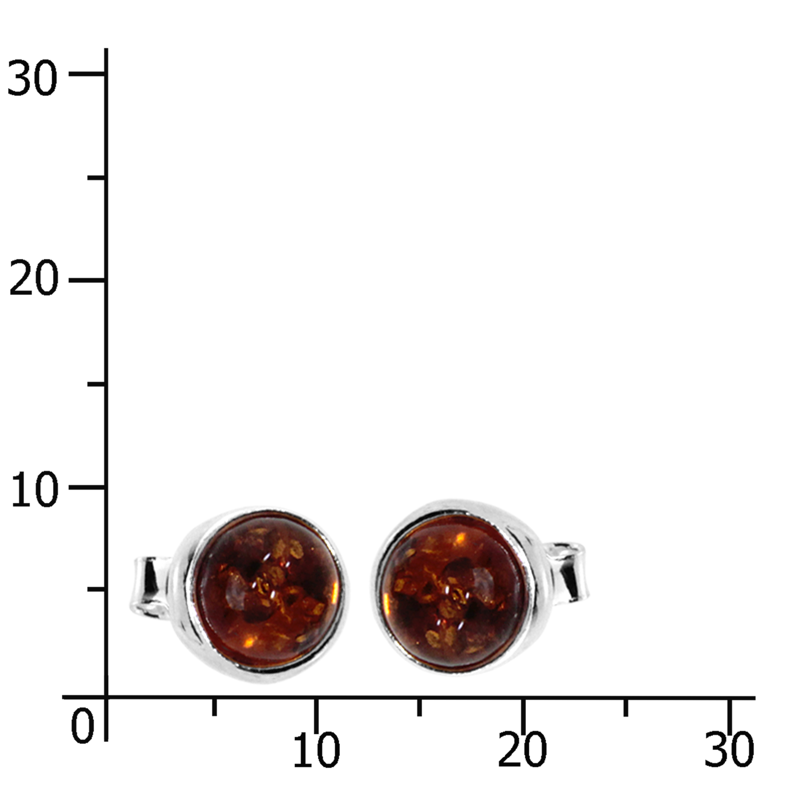 Ohrstecker 6 mm, gefasst, Silber 925/000, Bernstein 