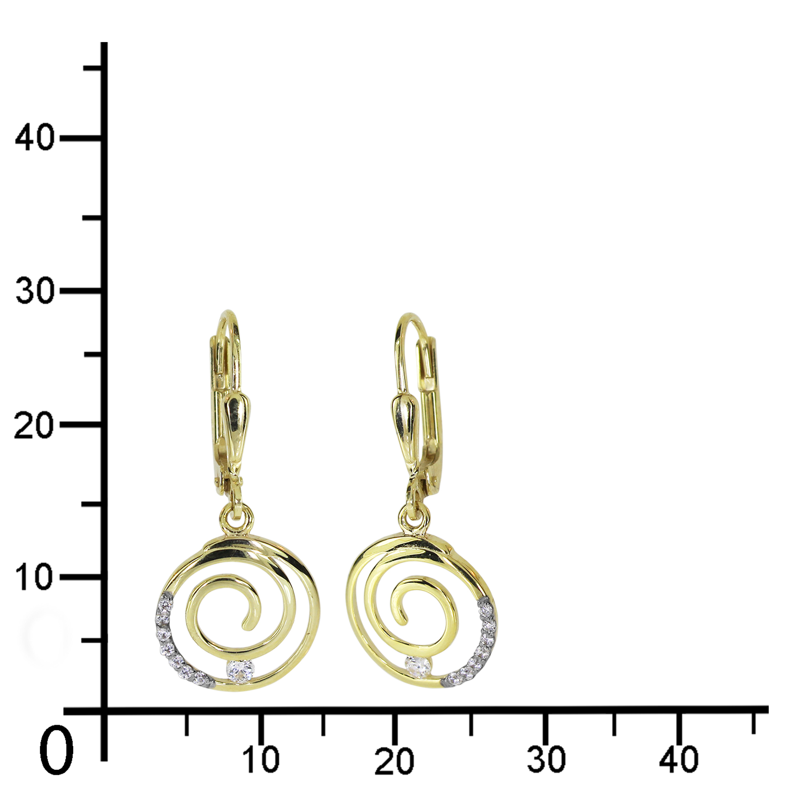 Ohrhänger Gold 333/000, Spirale, Zirkonia