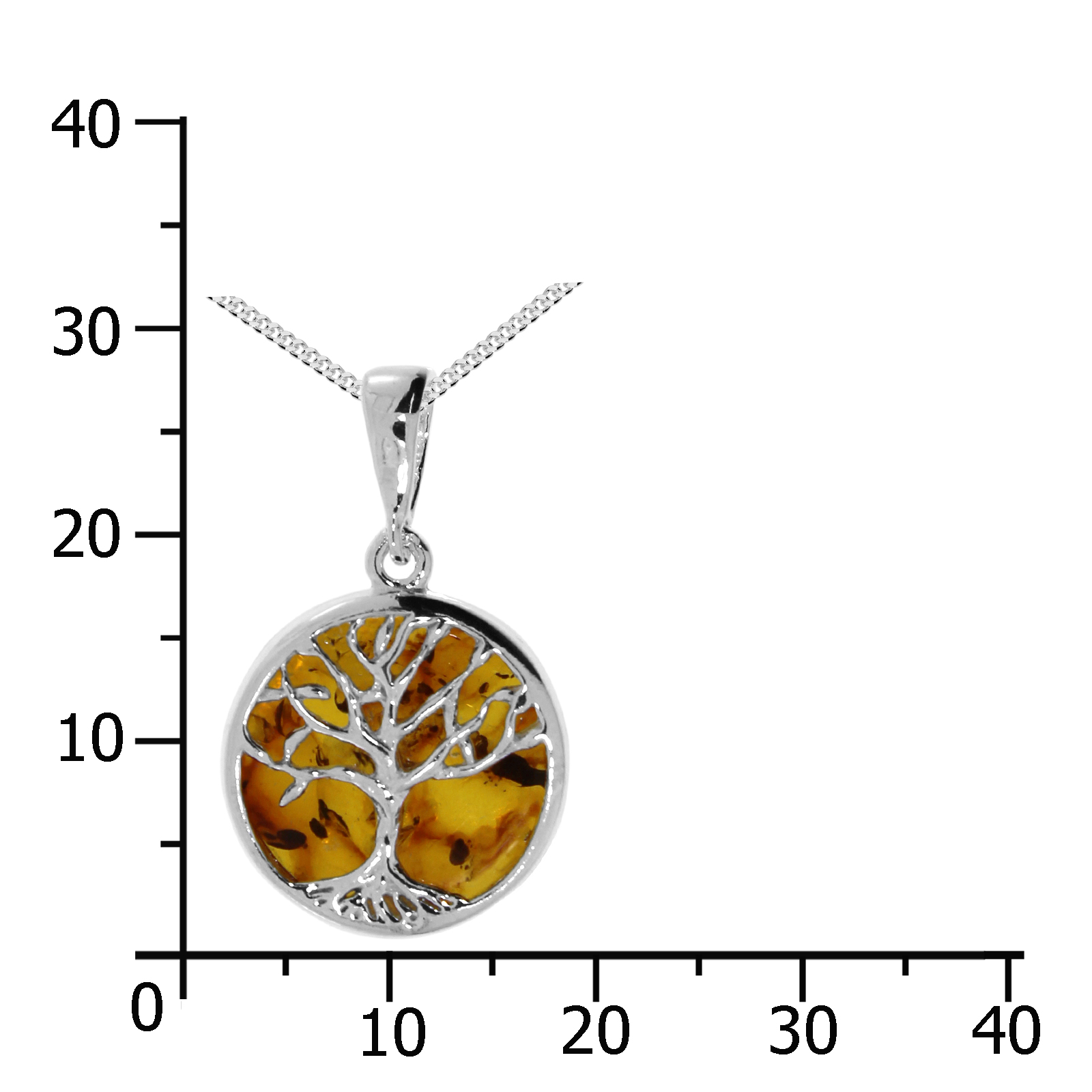 Kette mit Anhänger Silber 925/000, 42, 45 oder 50 cm, Bernstein Kette mit Anhänger Silber 925/000, 42, 45 oder 50 cm, Bernstein